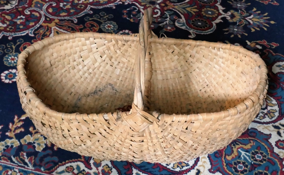 Large Oak Split Gathering Basket - 10" tall 27" by 16" not Including Handle