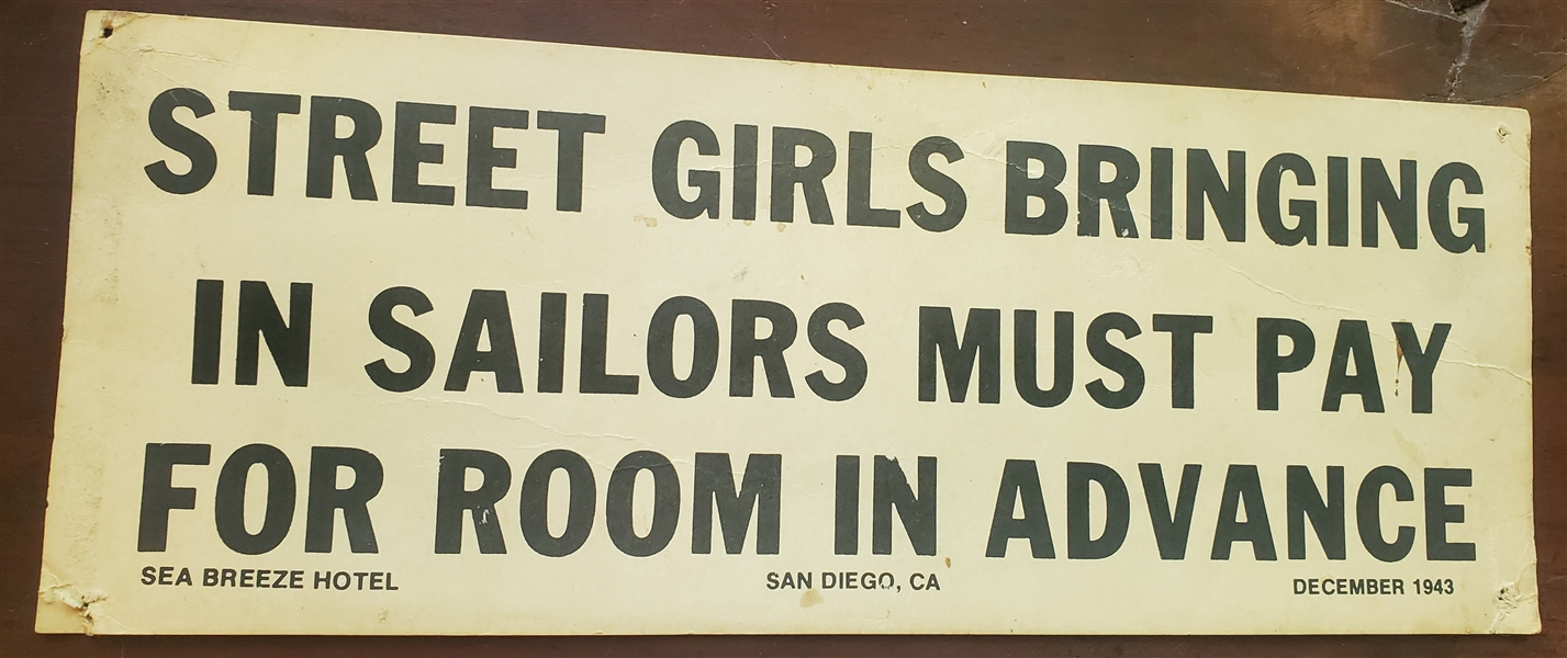 Street Girls Bringing In Sailors Must Pay For Room In Advance Hotel Size 1943