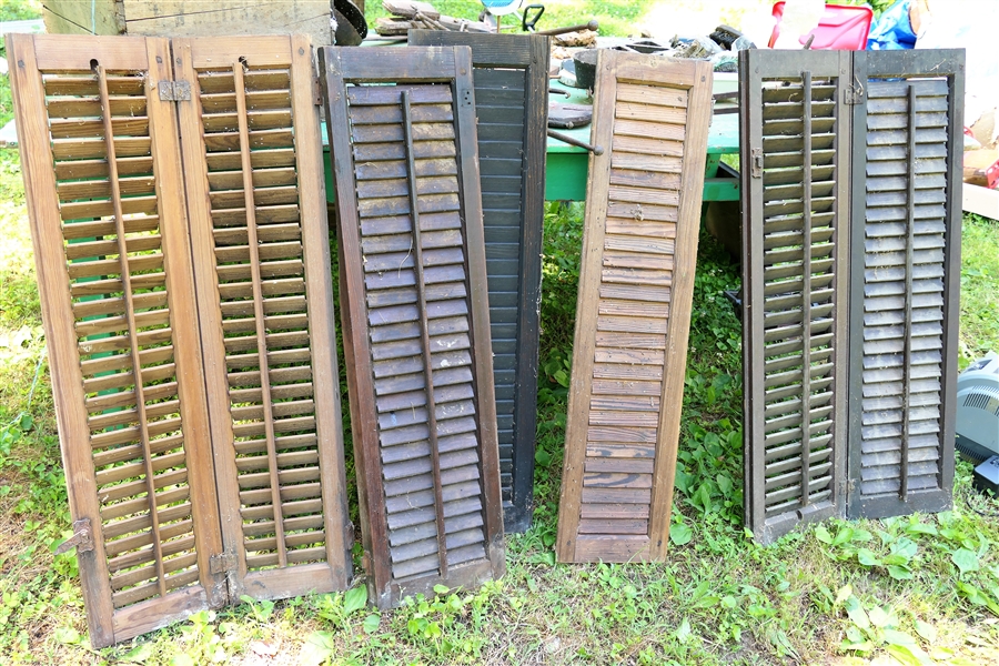 7 Pegged Wood Shutters -Each  Measures 38" tall by 10" Wide - 
