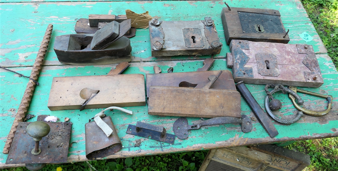 Antique Locks, Wood Planes, Blacksmith Hinge, and Other Locks