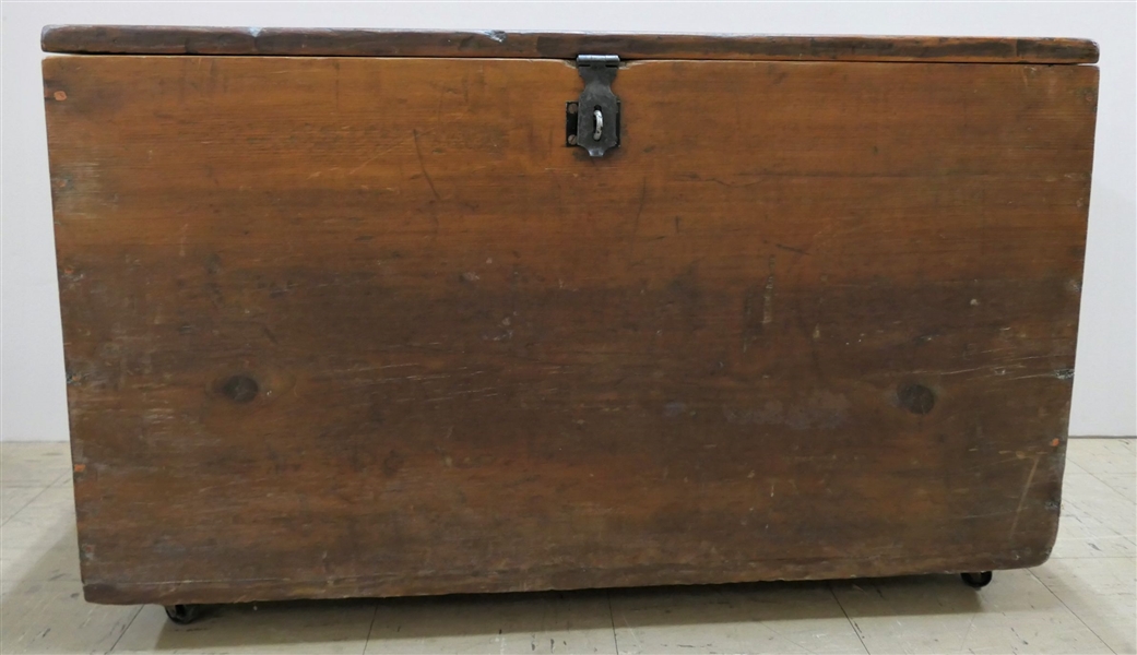 Wood Chest with Glove Box - Metal Handles on Ends - Measures 21 3/4" Tall 36" by 18 1/2"