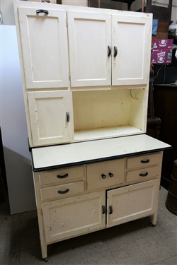 Kitchen Cabinet with Enamel Top - Flour Bin with Sifter - Measures 71" tall 40" by 24" 