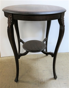 Mahogany Center Table with Carved Leaf Details - Measures 30" tall 24" Across