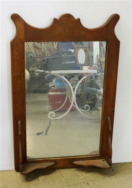 Wood Mirror with 2 Candle Shelves - Measures 31" by 21 1/2" 