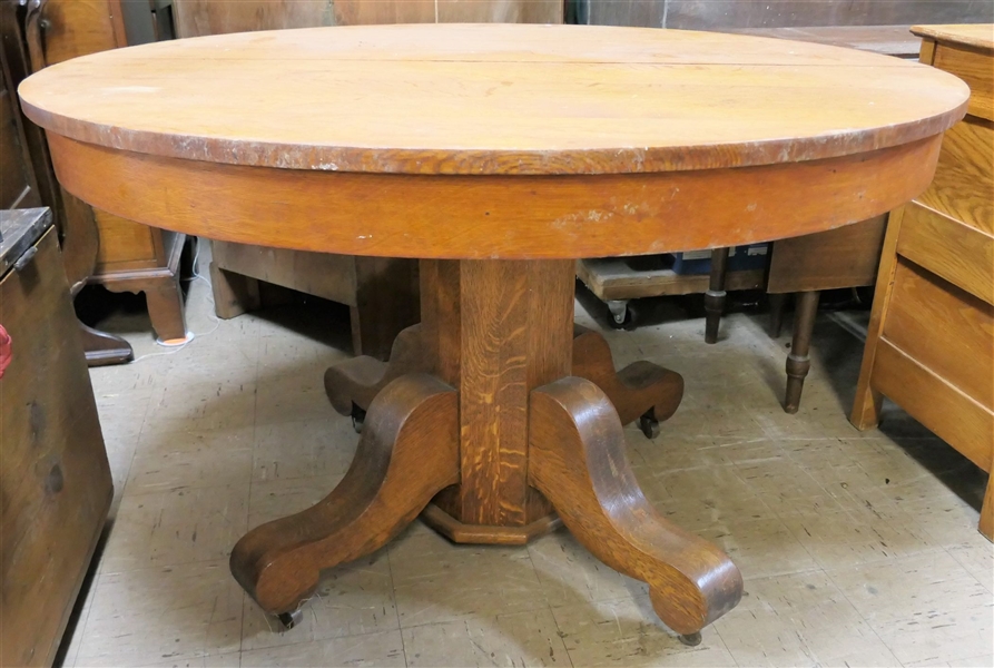 Round Oak Table - Measures 48" Across - No Leaves