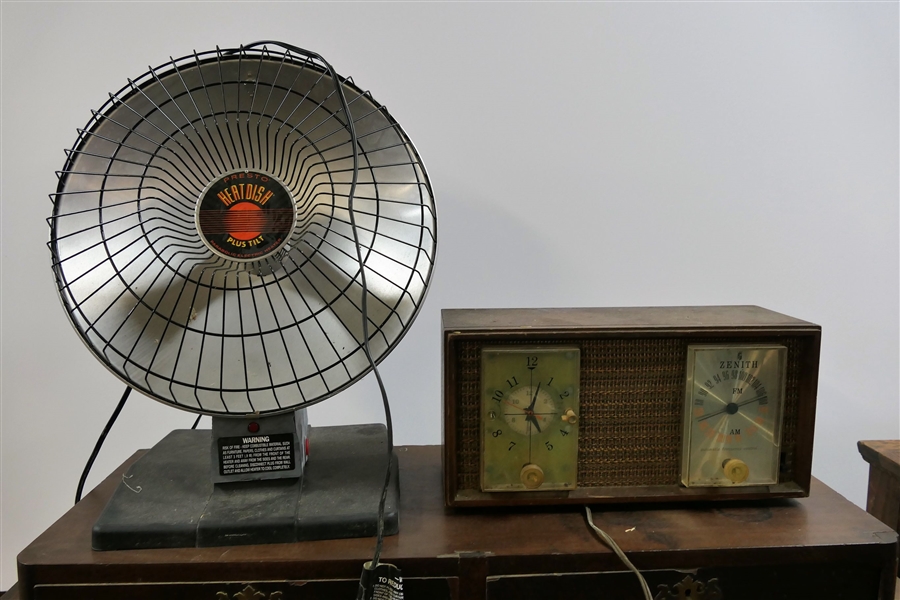 Zenith Long Distance Radio - Plays, Missing Button and Presto Heat Dish Plus Tilt - Heater