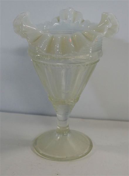 Vase with Opalescent Ruffled Edge  - 7" Tall 
