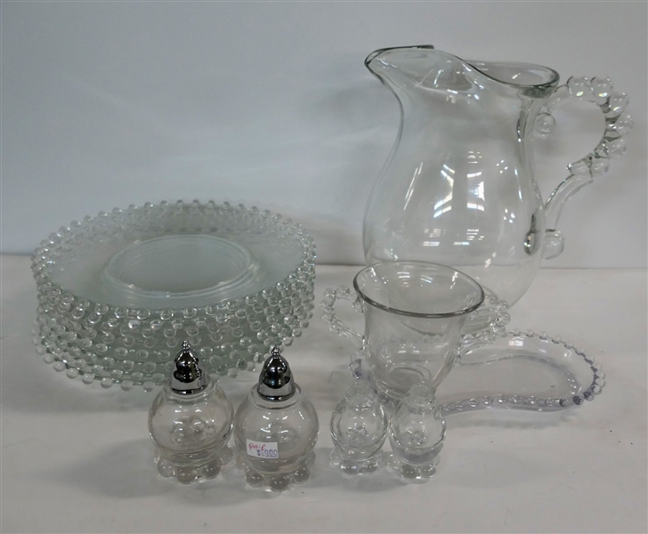 15 Pieces of Candlewick including 9" Pitcher, 8 - 8" Plates, Salt and Peppers,  