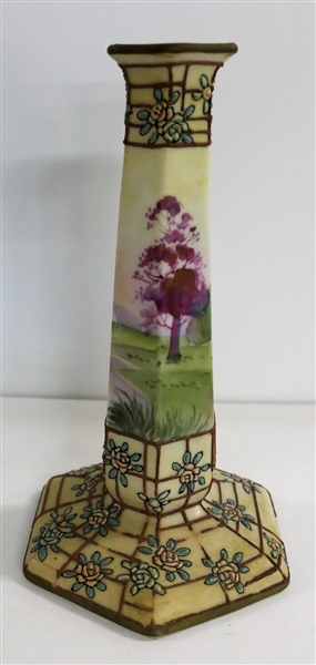 Hand Painted Nippon Candle Stick - Measures 8" Tall 