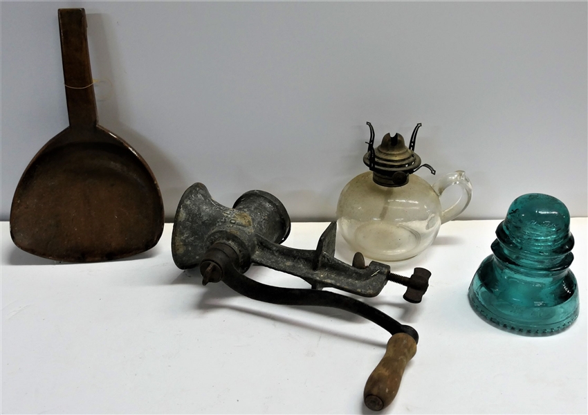 Insulator, Oil Lamp, Grinder, and Wood Spatula