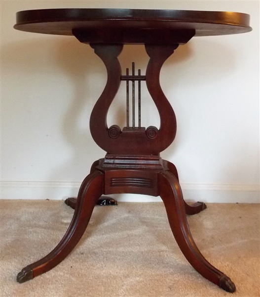 Duncan Phyfe Style Harp Table - Measures 23" tall 23" by 17" 