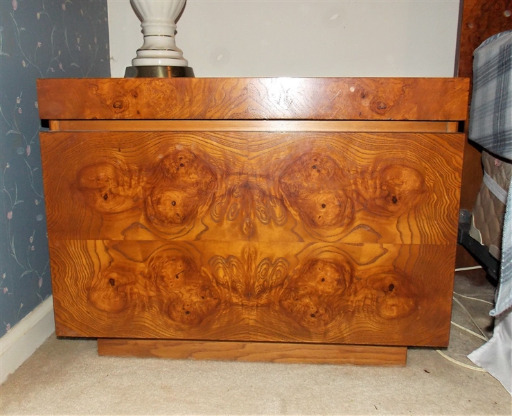 Lane Furniture Burl Walnut Finished Night Stand  -with 1 Deep Drawer and Pull Out Surface -  Measures 19 1/2" tall 26" by 17 