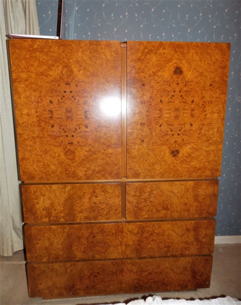 Lane Furniture Burl Walnut Finished Wardrobe with Drawers and Divided Sections - Measures 57 1/2" tall 42" by 18"