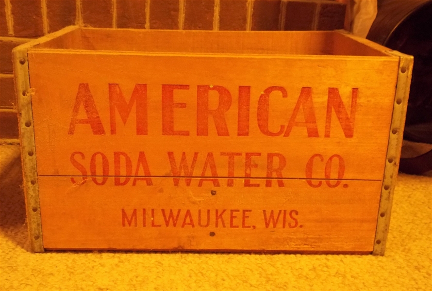 American Soda Water Wood Crate - Measures 10" tall 18" by 11 1/2"