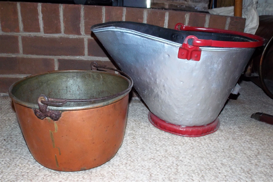 10" Dovetailed Copper Pot and Coal Skuttle 