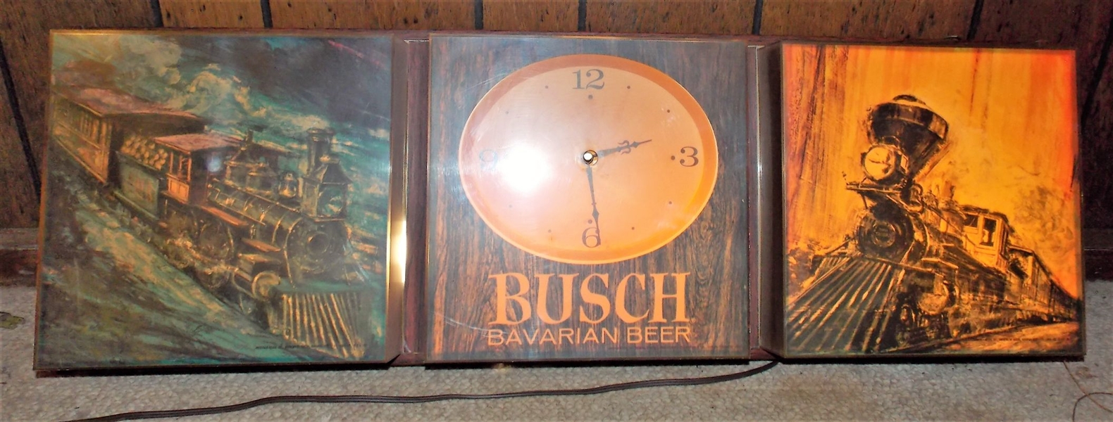 Busch Beer Clock Light Measures 36 1/2" by 12" - Some Discoloration to Dial - See Photos