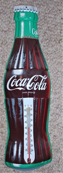 Modern Tin Coca Cola Thermometer - 16 1/2" long by 5" across