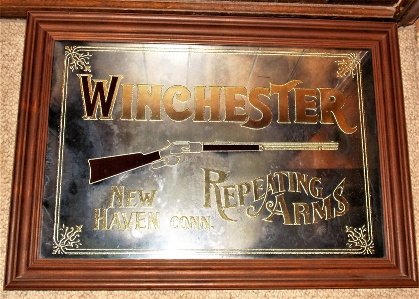 Winchester Repeating Arms - Mirror Sign - Framed - Frame Measures 19 1/2" by 27 1/2"