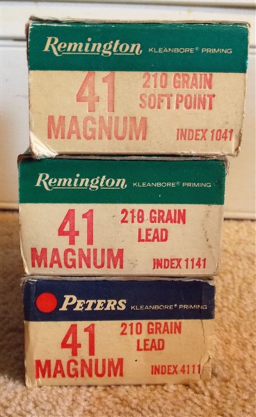 2 Full Boxes of 41 Magnum 210 Grain Led Bullets and 1 Box of 41 Magnum Empty Shells