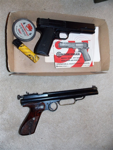 Marksman Repeater .177 Cal. Pellet Pistol and Crossman BB Pistol with Pellets and Targets 