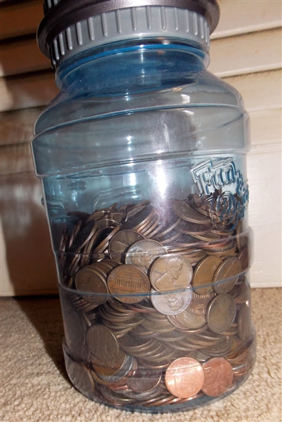 Jar of Change, Pennies, Dimes, and Quarters - Not Counted