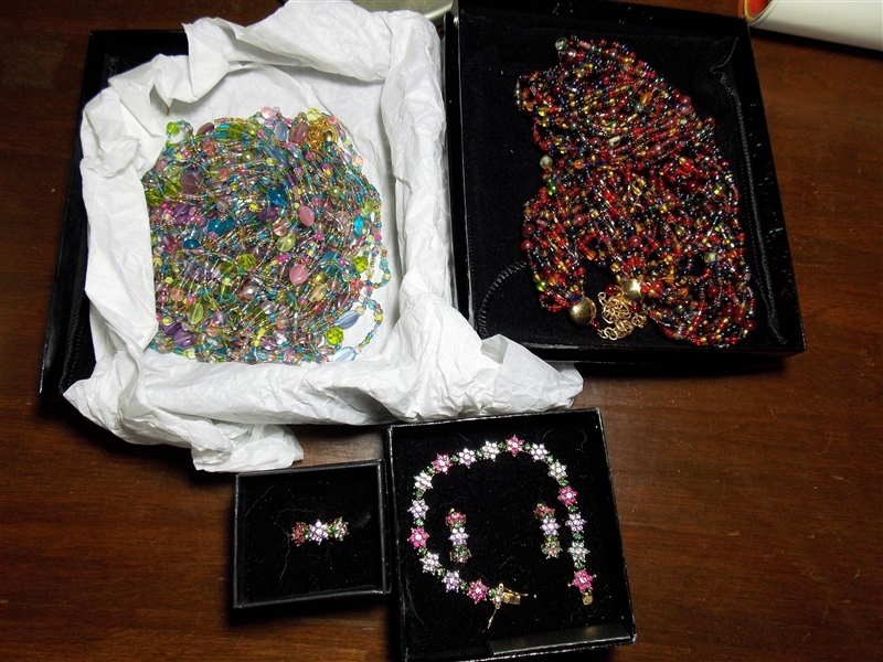 Joan Rivers Sterling Silver Earring, Bracelet, and Ring Set and 2 Joan Rivers Beaded Necklaces