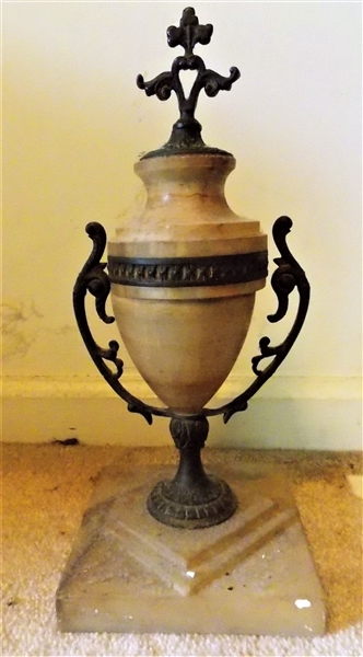 Stone and Metal Decorative Urn - Does Not Open - Measures 13 1/4" tall 