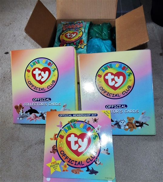 TY Beanie Baby Official Collectors Cards - 4 Books Full and Box Full of Unopened 