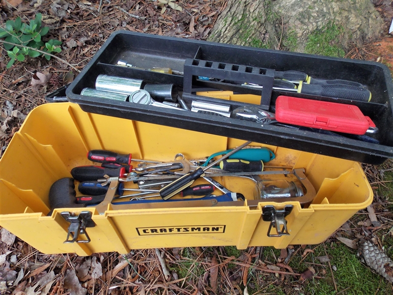 Yellow Plastic Craftsman Toolbox with Tools