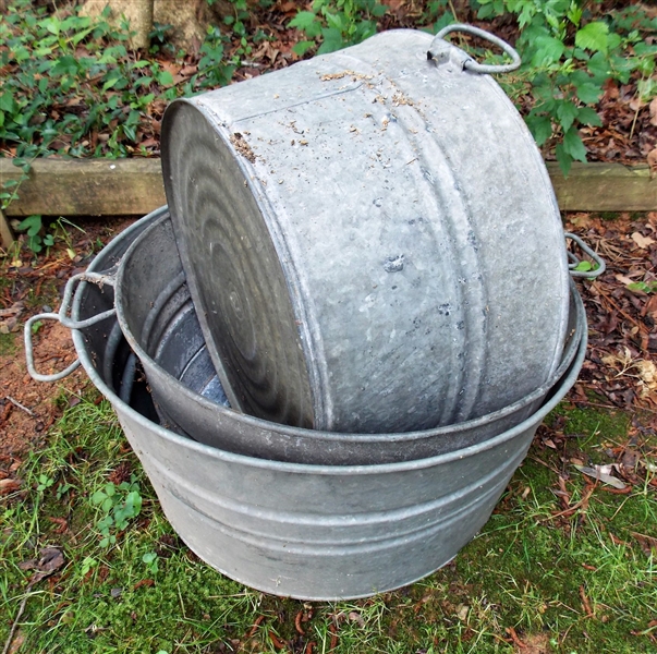 3 Galvanized Tubs - Numbers 0,1, & 2