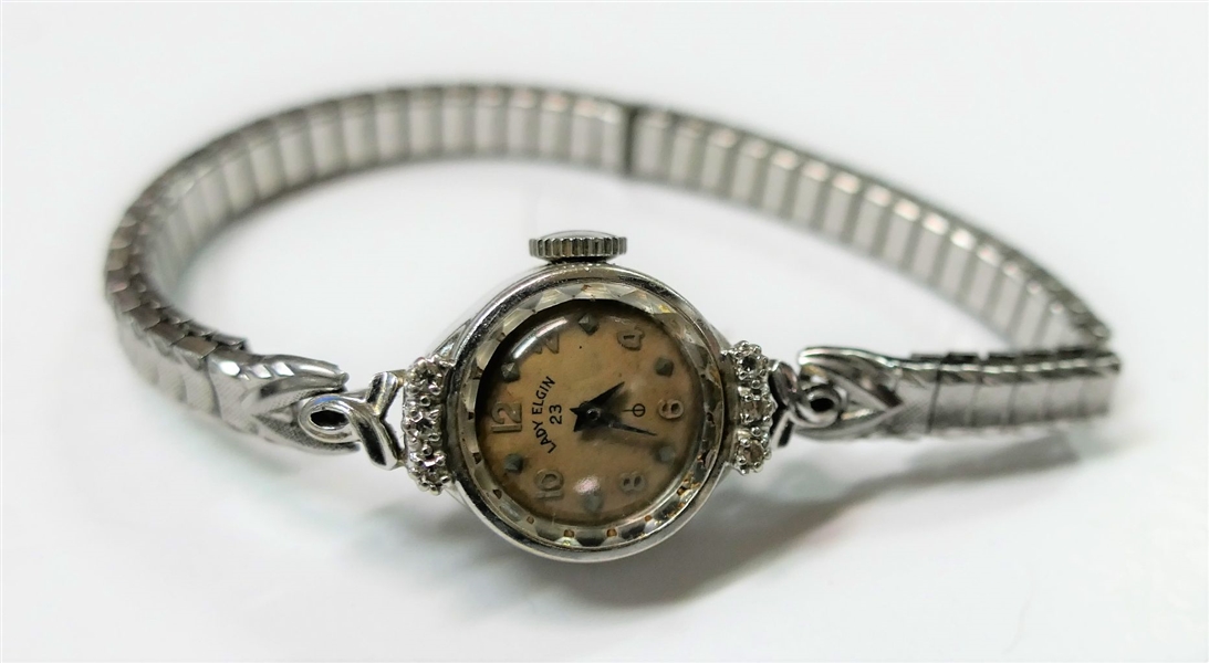 14kt White Gold Lady Elgin 23 Womens Watch 