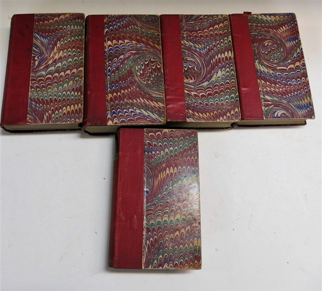 5 Volumes by Balzac - 1886 - French Books - Leather Bound - 1 Spine is Torn 