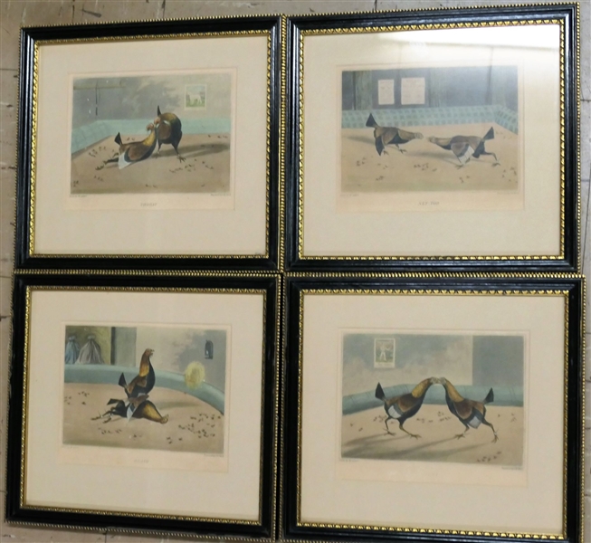 Set of 4 Antique "Cockfighting" Engravings - Drawn by H. Alken Engraved by C.R. Steel - Framed and Matted - Frames Measure 10 1/2" by 11 1/2" 
