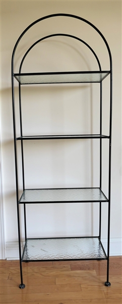 Black Metal Etagere with Glass Shelves - Measures 74 1/2" tall 25 1/2" by 13" 