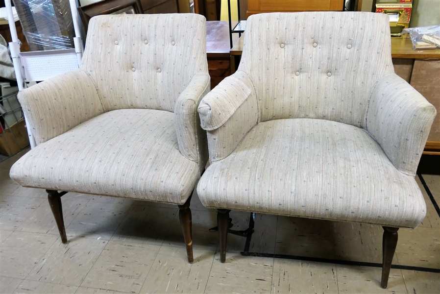 Pair of Upholstered Club Chairs - Measuring - 31 1/2"  tall 26" by 19"