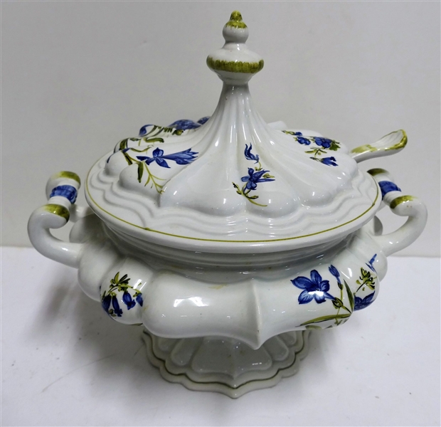 Nove Ceramic Tureen with Lid and Ladle - Measures 11" Tall 