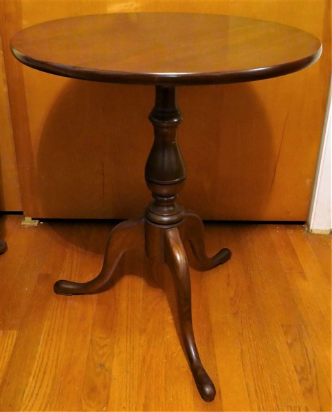 Walnut Queen Anne Style Round Table - Dovetailed Feet - Measures 27" by 23" 