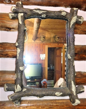 Faux Log Framed Mirror - Measures - 28" by 22 1/2"