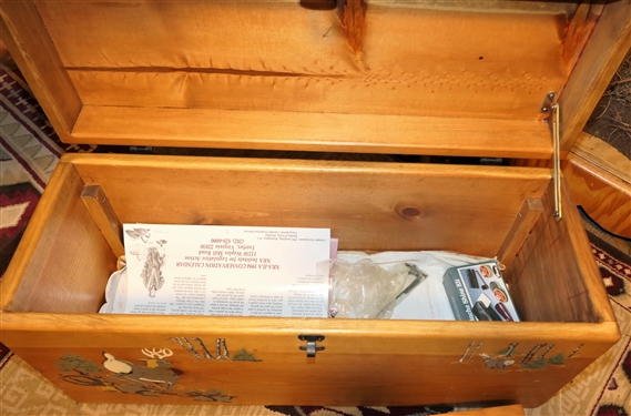 Wood Gun Box with Hand Painted Deer Scene with Tray  including Weaver D4 Scope and Sling Swivels - Measures 12 tall 24 by 9