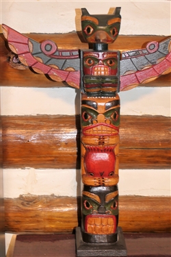 Pair of Wood Carved Totems - Measuring 20 tall