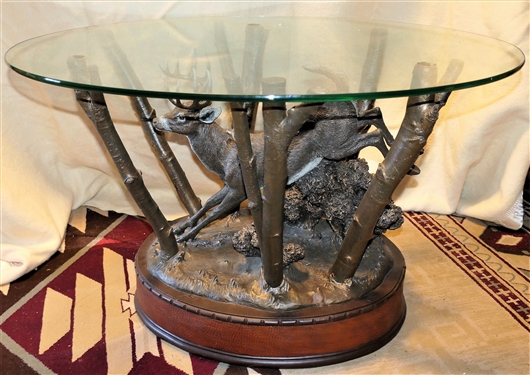 Big Sky Carvers Deer Coffee Table with Glass Top - Measures 22 1/2 tall 36 by 28