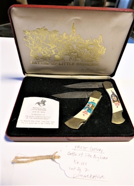 Battle of Little Bighorn by Frost Cutlery - Chief Sitting Bull and General George Armstrong Custer Folding Knives in Fitted Case