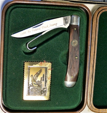 Schrade Cutlery 1988/89 Federal Duck Stamp Commemorative Knife in Fitted Wood Case