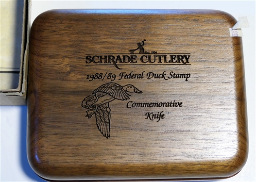Schrade Cutlery 1988/89 Federal Duck Stamp Commemorative Knife in Fitted Wood Case