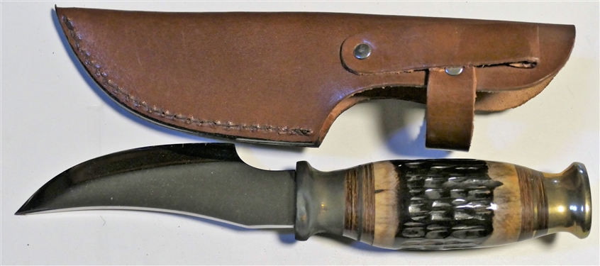 8 Hunting Knife with Leather Sheath in Original Box