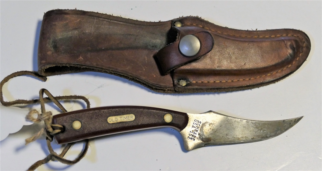 Schrade "Old Timer" Number 152 Knife with Leather Sheath - 7" Long