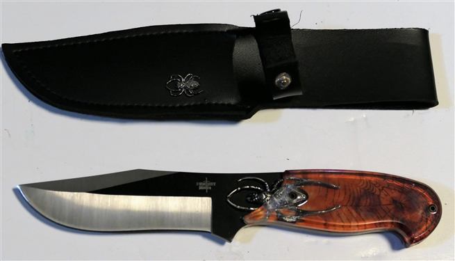 Fantasy Master Spider Knife with Sheath - 10 Long - Plastic on Handle Has Some Cracking