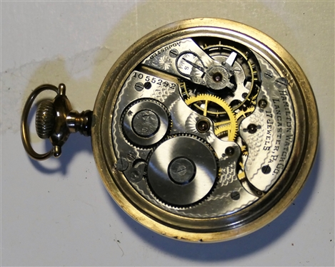 Hamilton 17 Jewel Pocketwatch - Gold Filled Case with Monogram  with Watch Chain - Watch Measures 2 Across