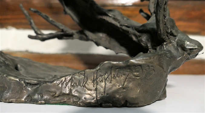 Mark Hopkins 1993 - Bronze Wolfe Sculpture - Number 231 - Measures 15 tall 10 Across
