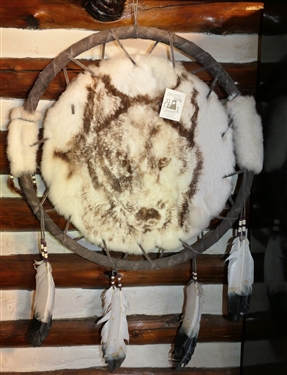 Chico's Art Painted War Shield with Wolf - Measures 26 Across